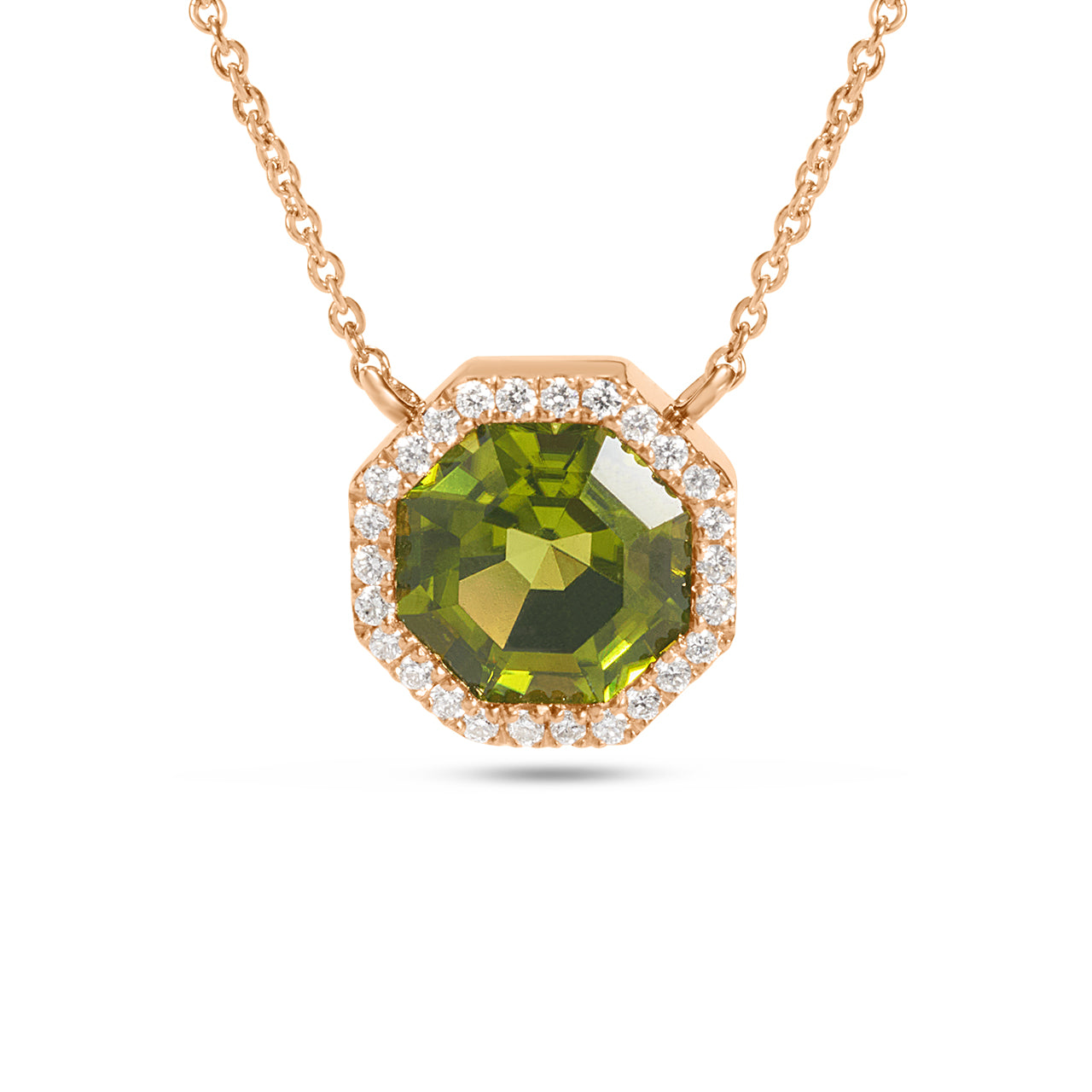 Peridot & Diamond Octagon Necklace