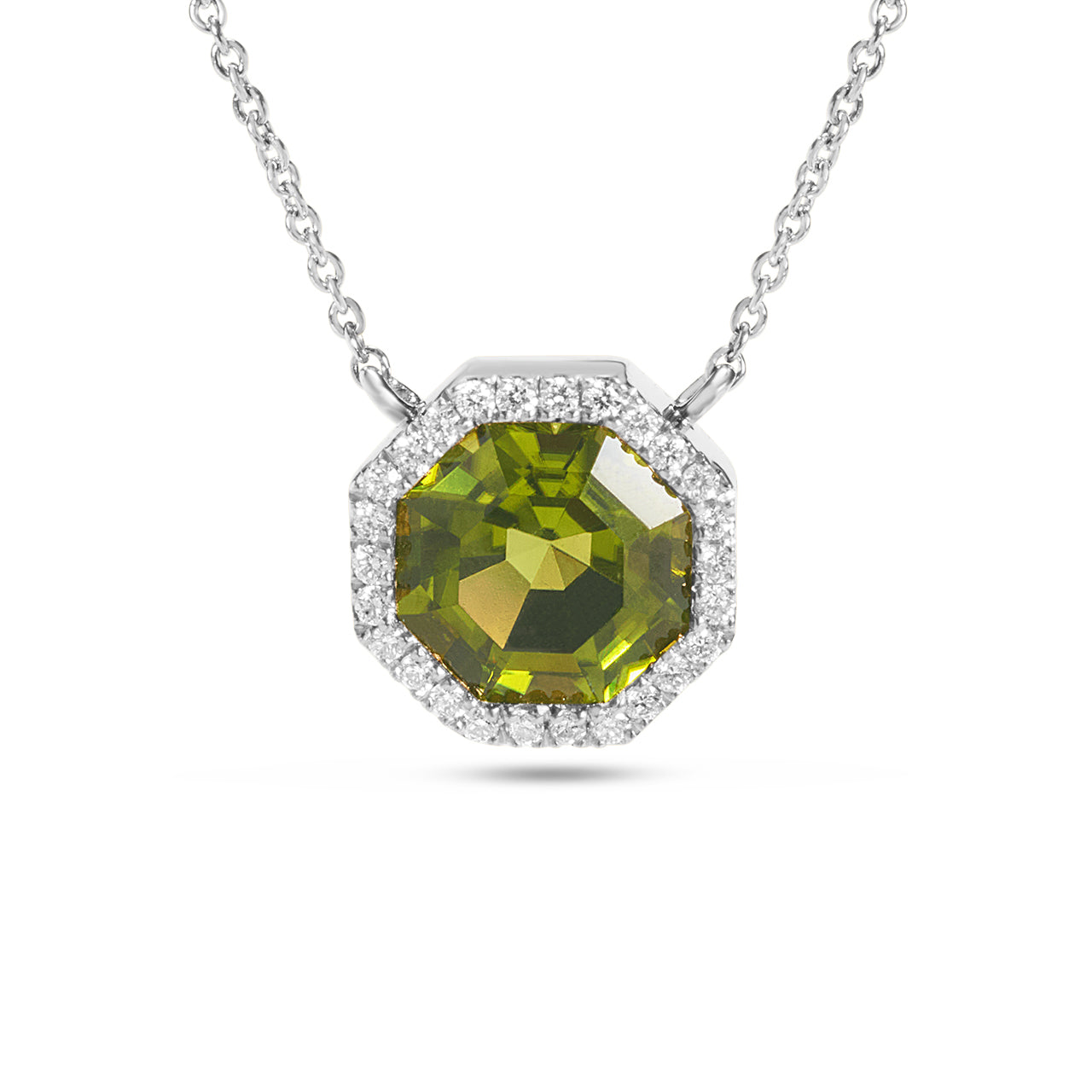 Peridot & Diamond Octagon Necklace