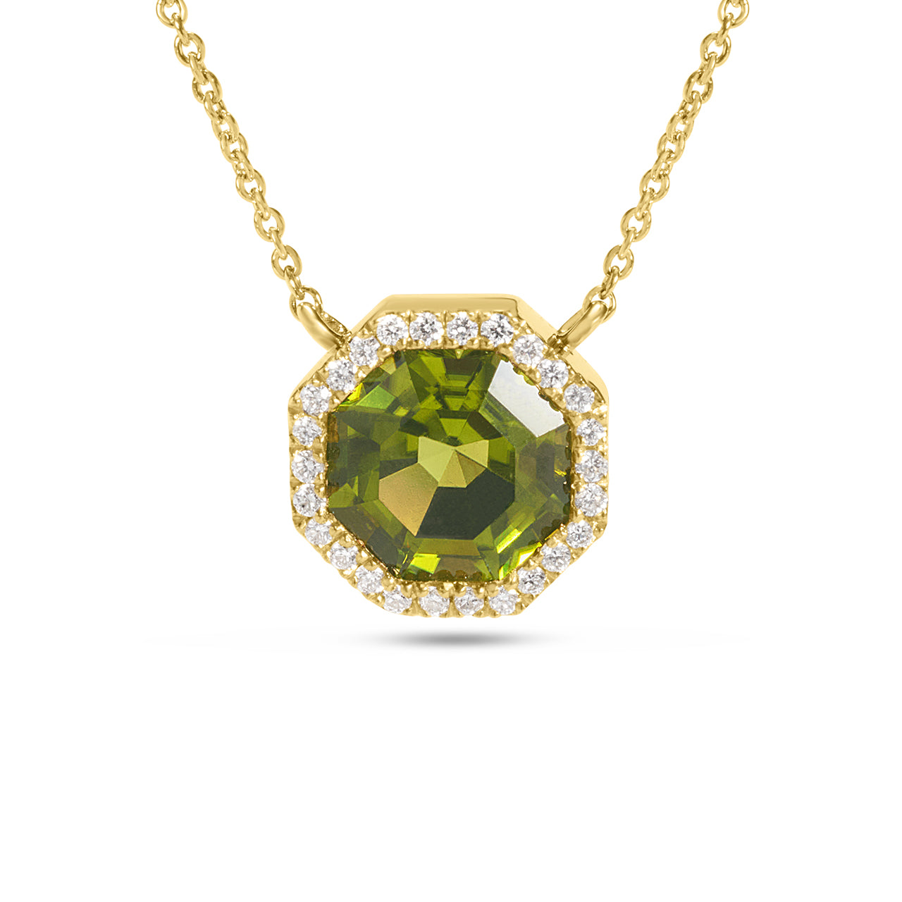 Peridot & Diamond Octagon Necklace