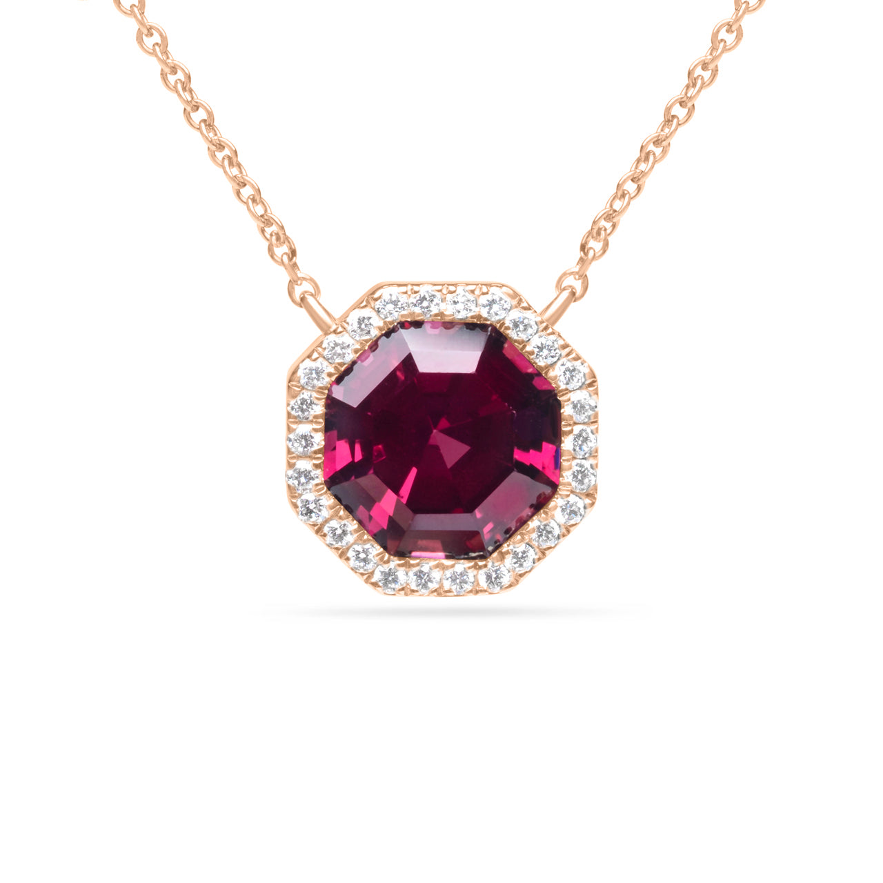 Rhodolite & Diamond Octagon Necklace