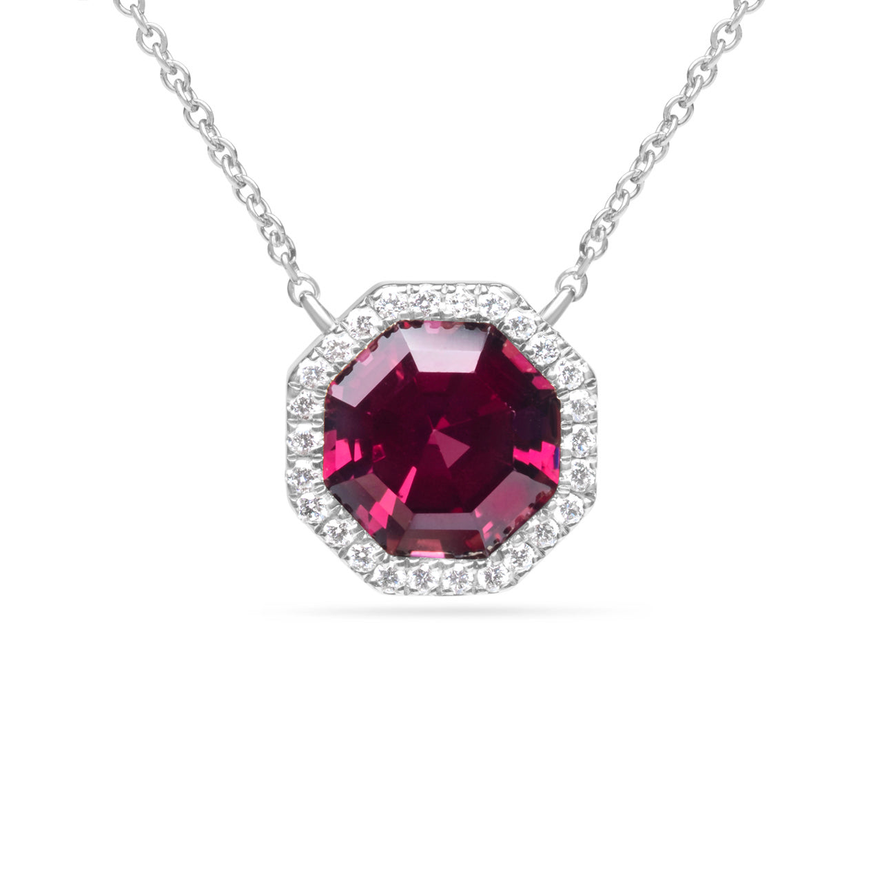Rhodolite & Diamond Octagon Necklace