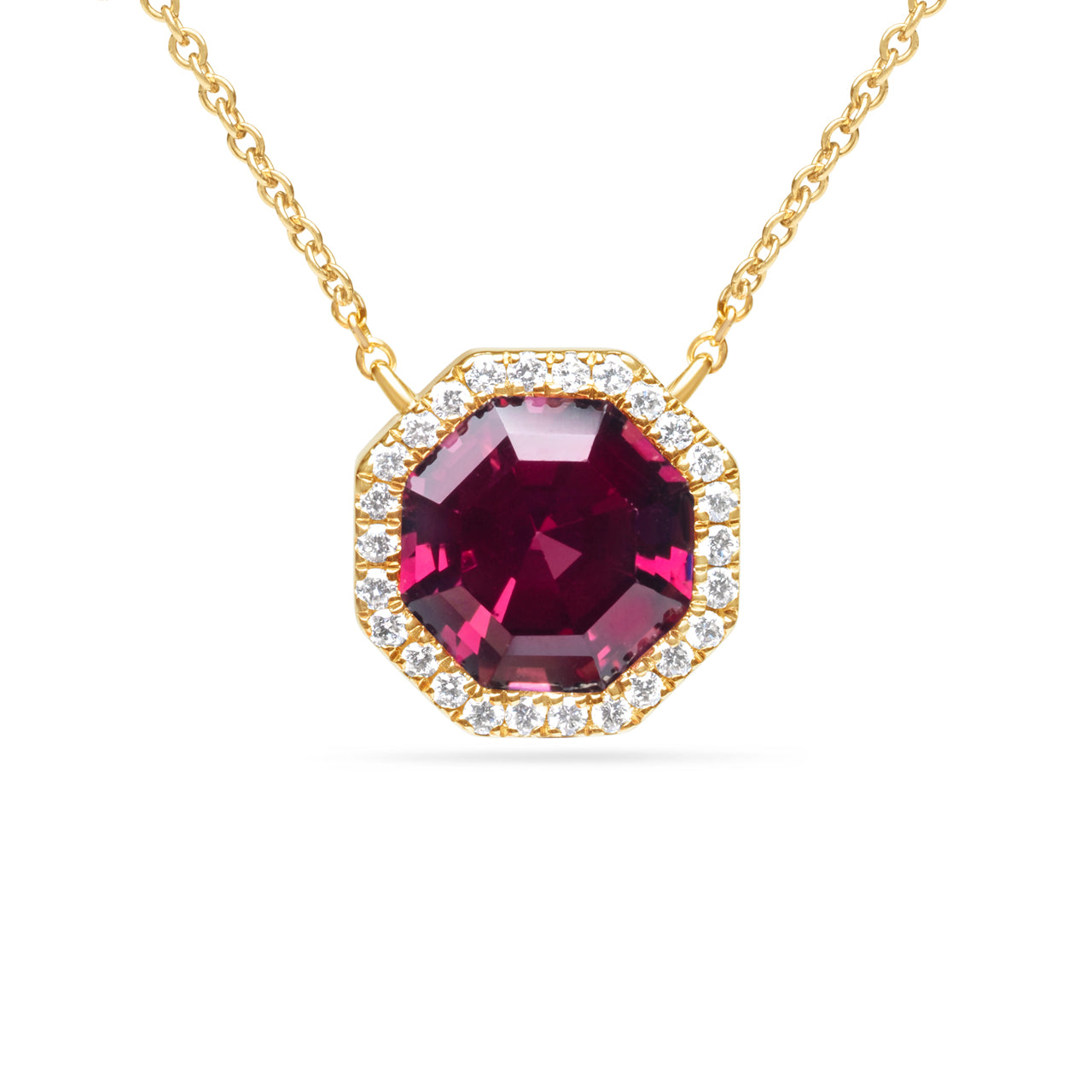 Rhodolite & Diamond Octagon Necklace