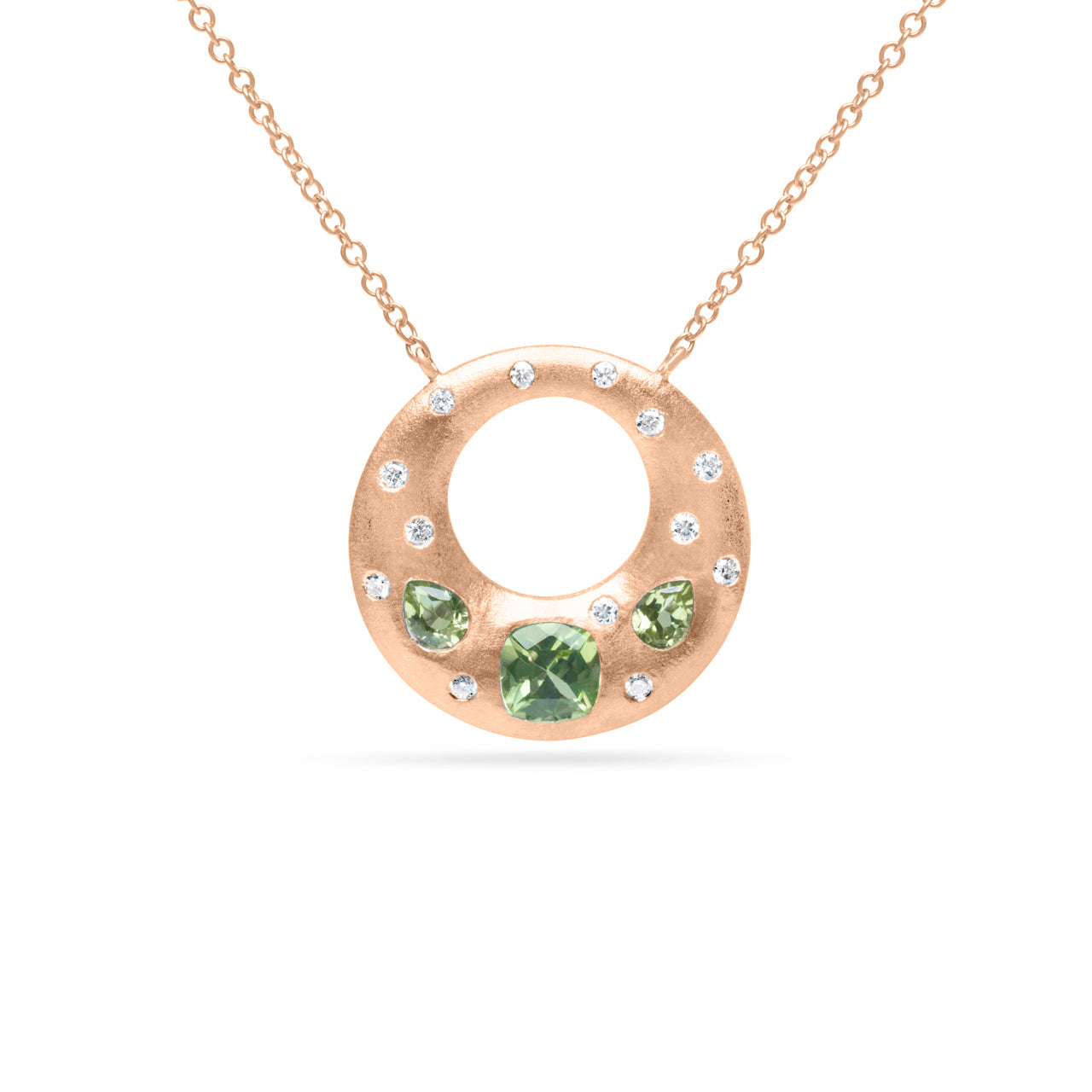 Peridot & Diamond Flush Puffed Necklace