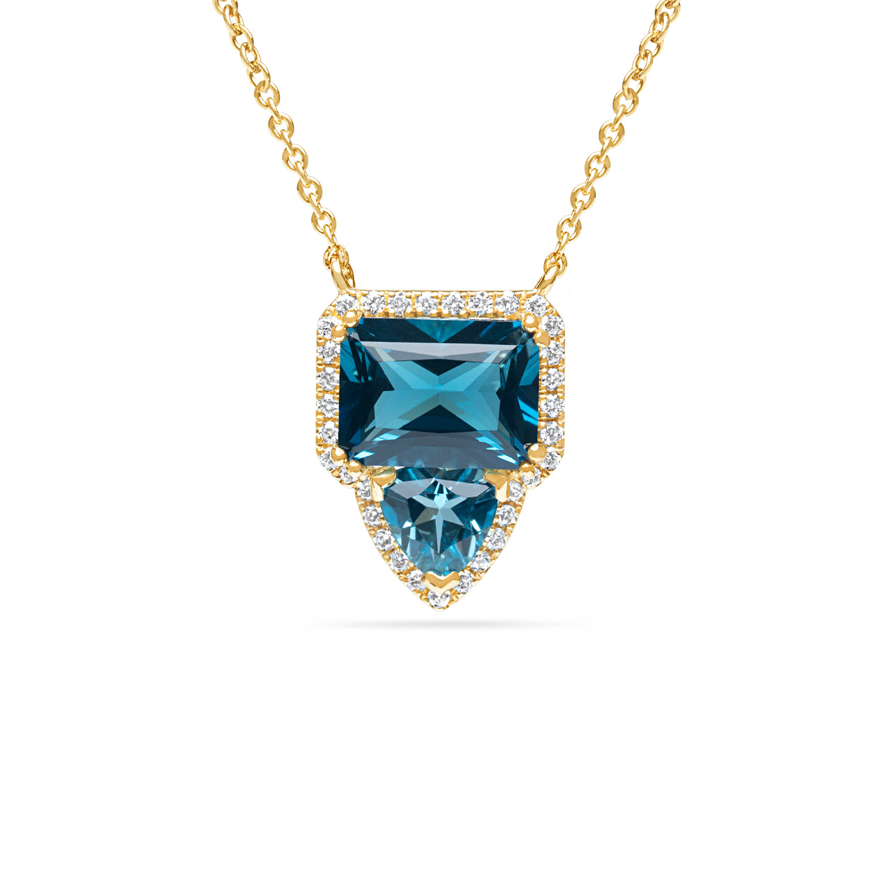 Blue Topaz & Diamond Toi Et Moi Necklace