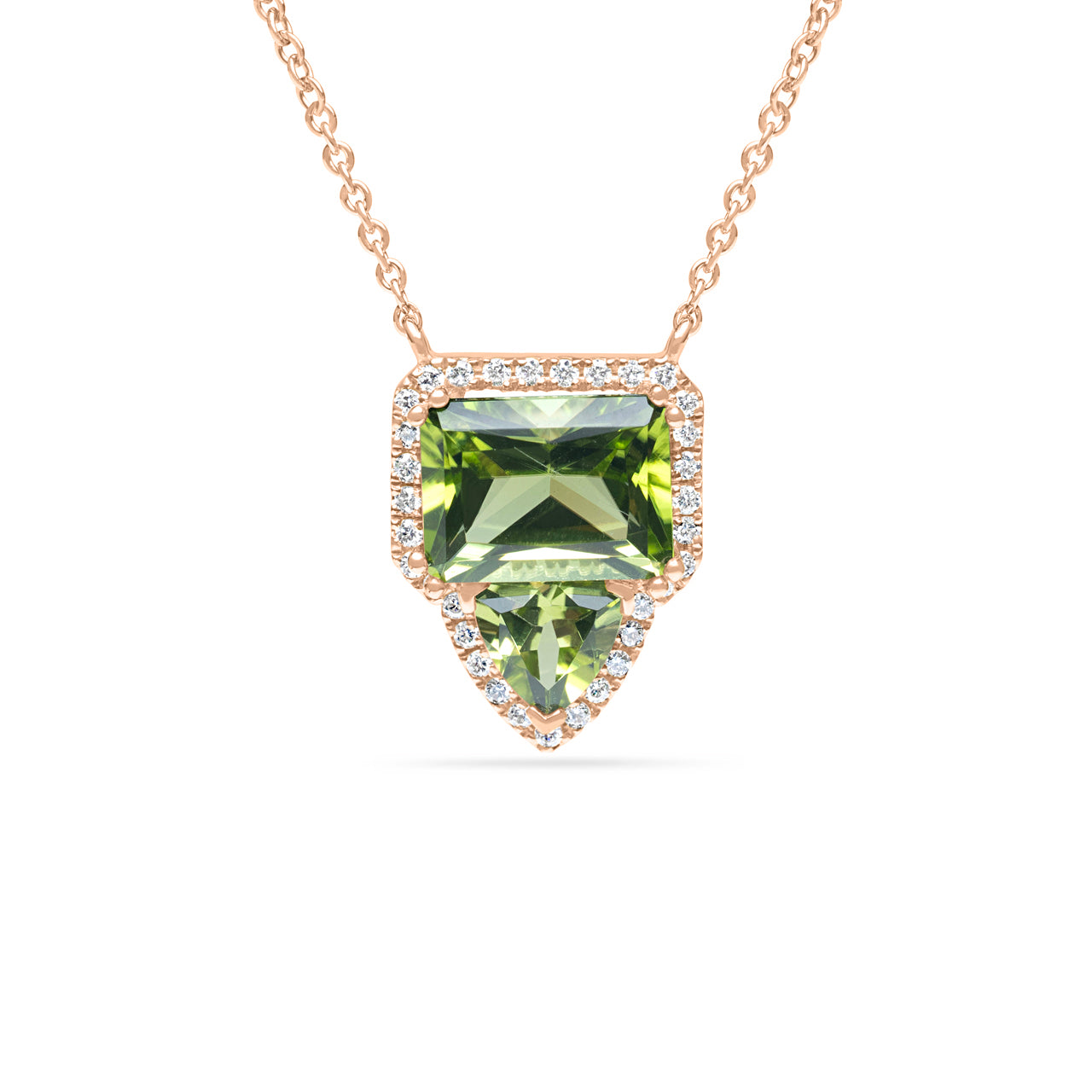 Peridot & Diamond Toi Et Moi Necklace