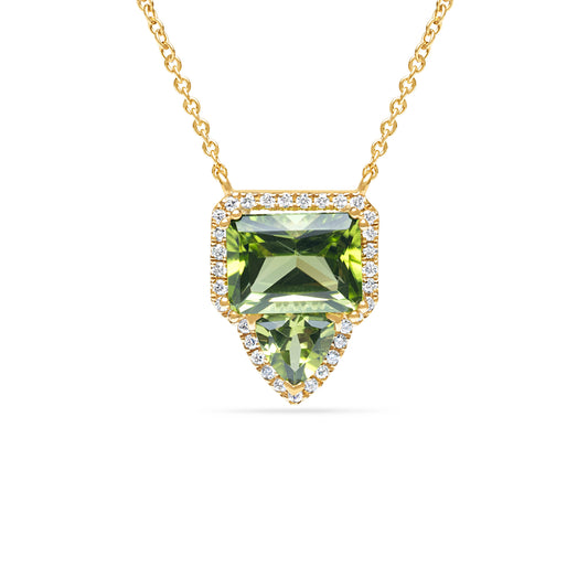 Peridot & Diamond Toi Et Moi Necklace
