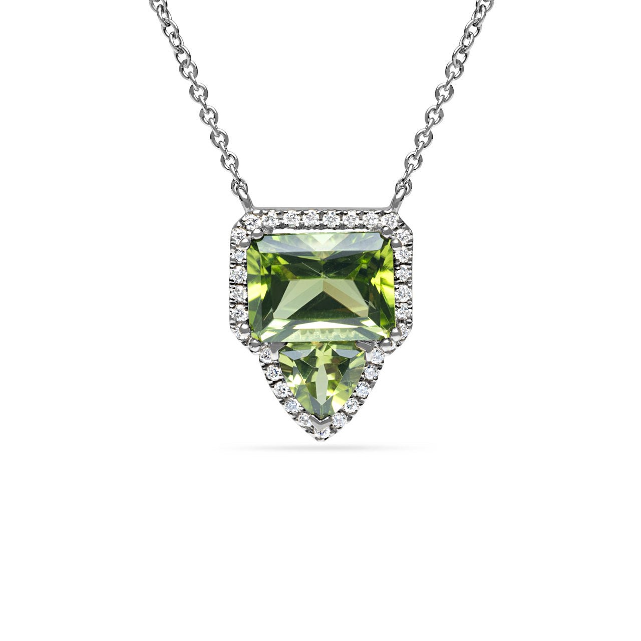 Peridot & Diamond Toi Et Moi Necklace