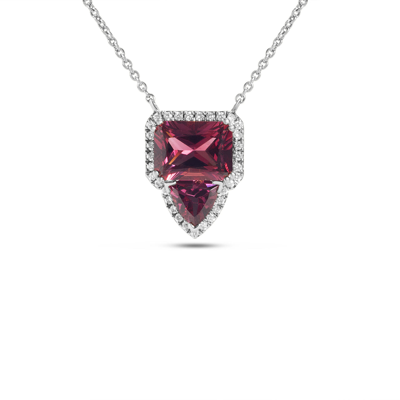 Rhodolite & Diamond Toi Et Moi Necklace