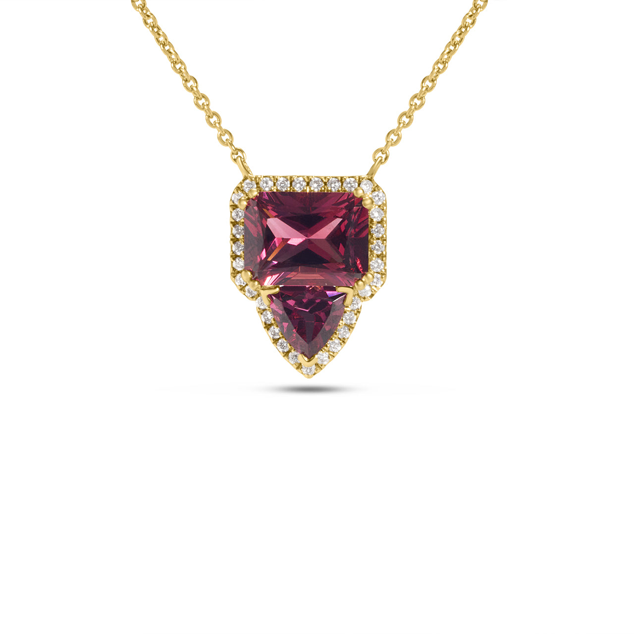 Rhodolite & Diamond Toi Et Moi Necklace