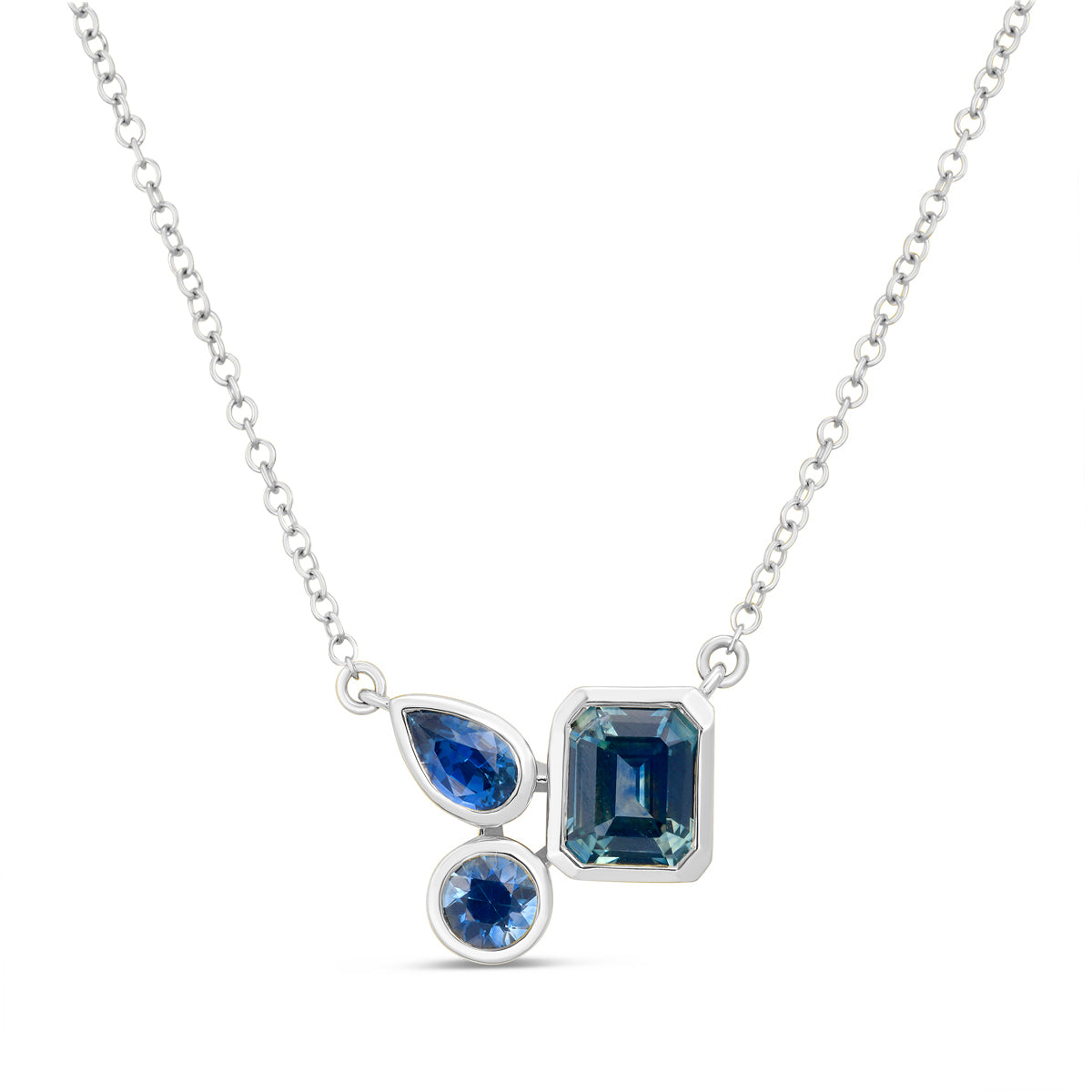 Montana Sapphire Trio Bezel Necklace