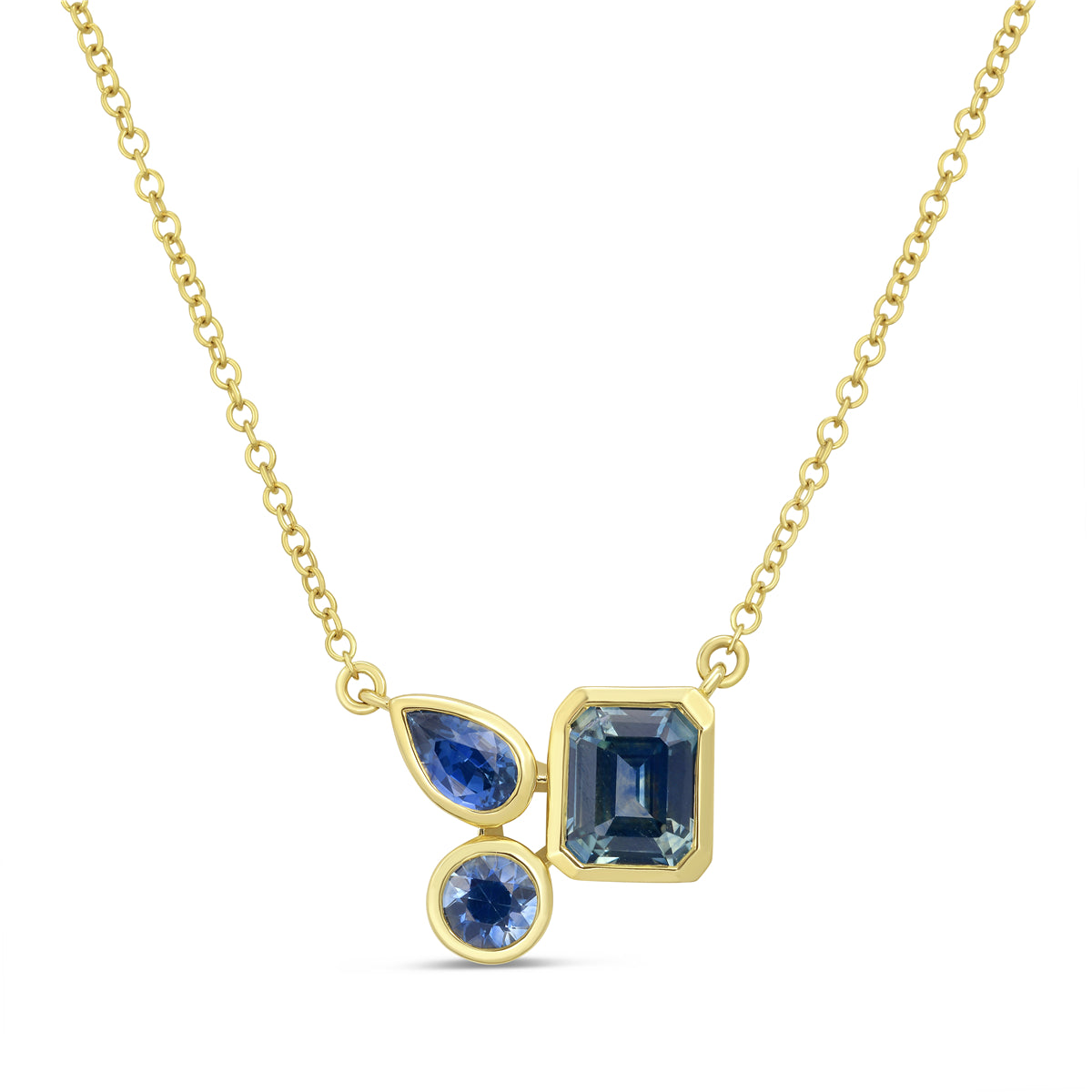 Montana Sapphire Trio Bezel Necklace