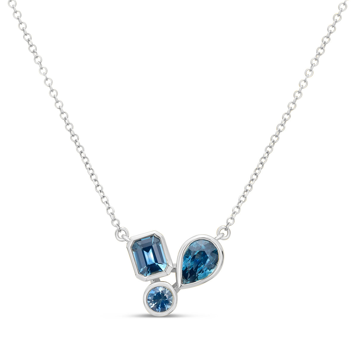 Montana Sapphire Trio Bezel Necklace