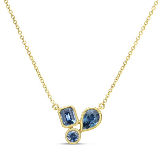 Montana Sapphire Trio Bezel Necklace