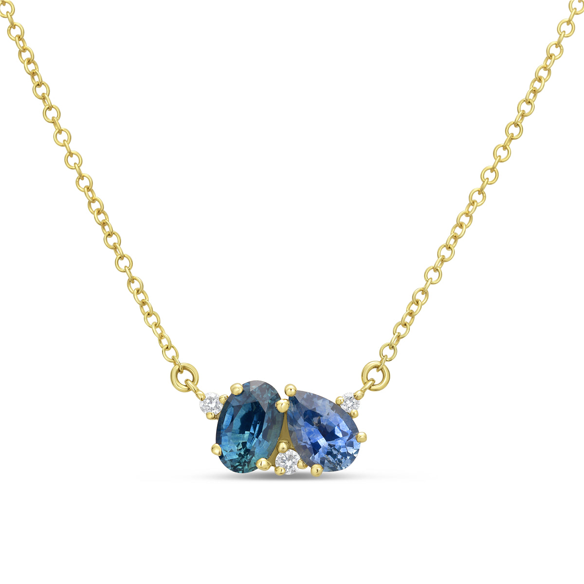 Montana Sapphire & Diamond Duo Cluster Necklace