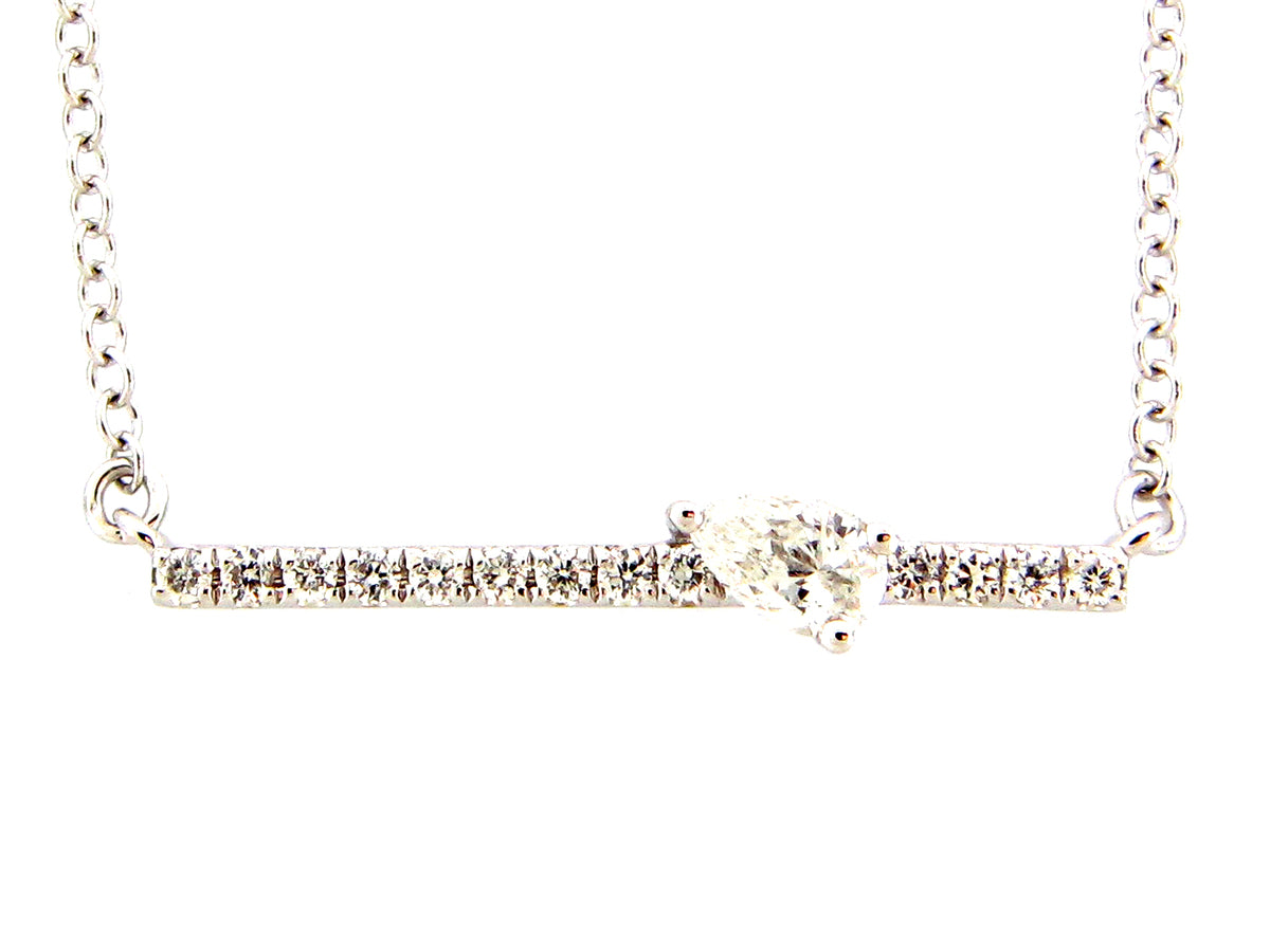 DIAMOND PEAR BAR PENDANT NECKLACE