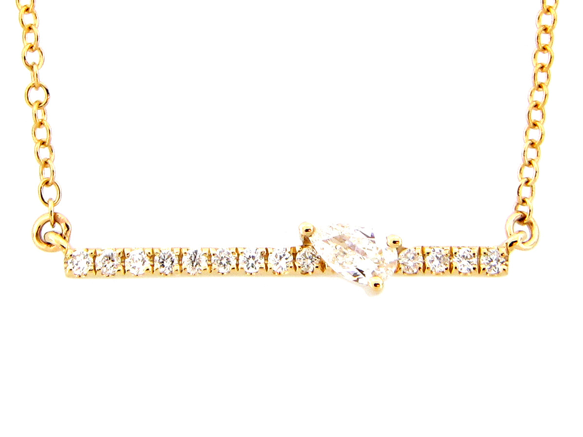 DIAMOND PEAR BAR PENDANT NECKLACE
