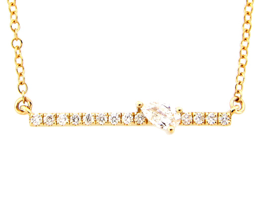 DIAMOND PEAR BAR PENDANT NECKLACE