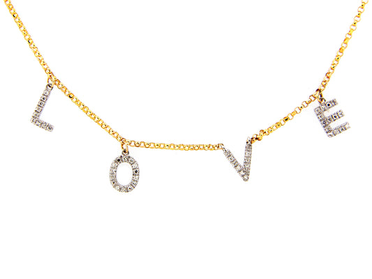 DIAMOND LOVE PENDANT NECKLACE, 18"/17"/16",  SATIN FINISH, 14WY (N)