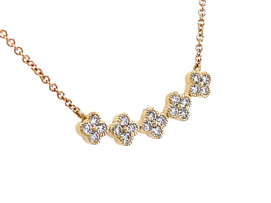 Diamond Florette Bar Necklace, 18"/17"/16"