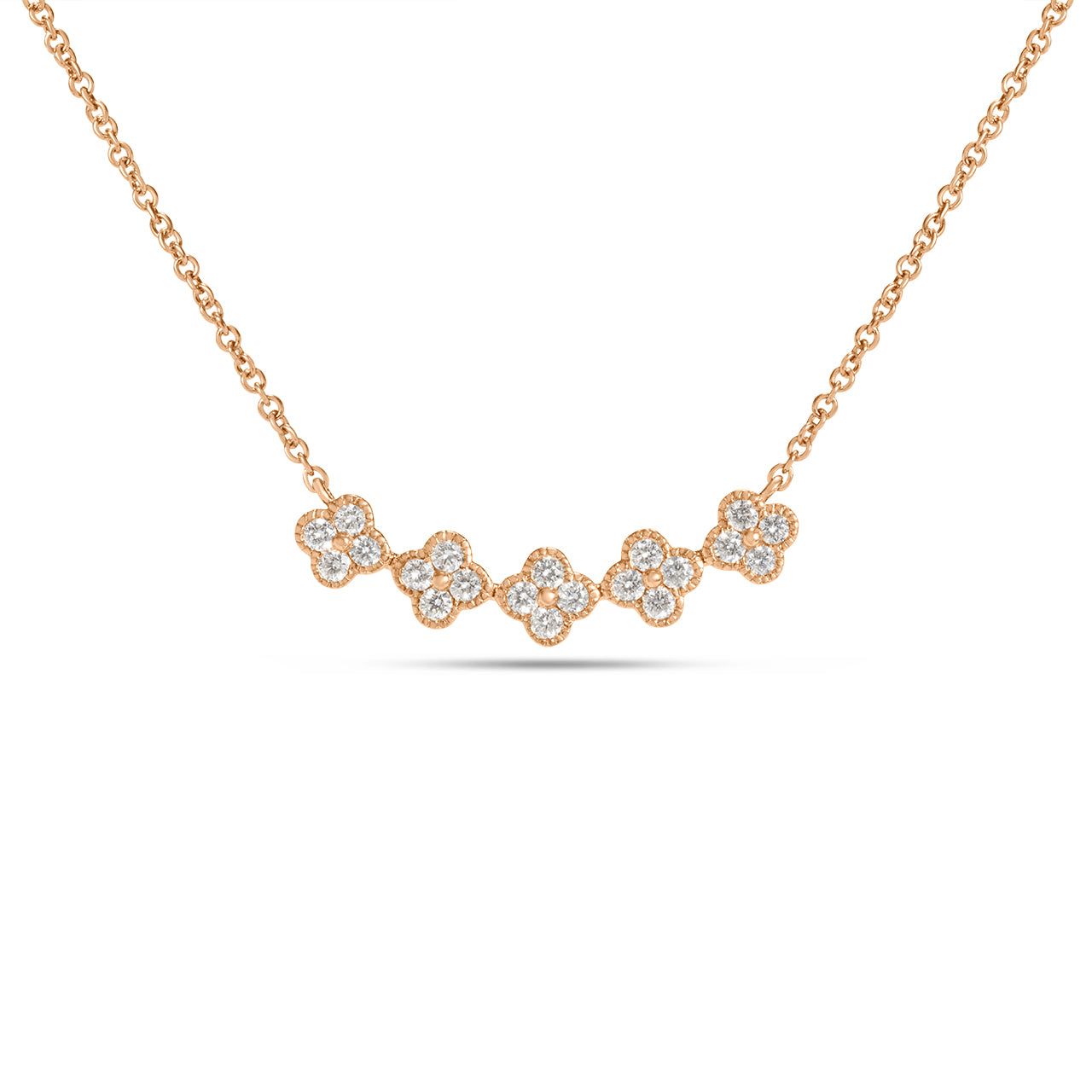 Diamond Clover Curved Bar Necklace