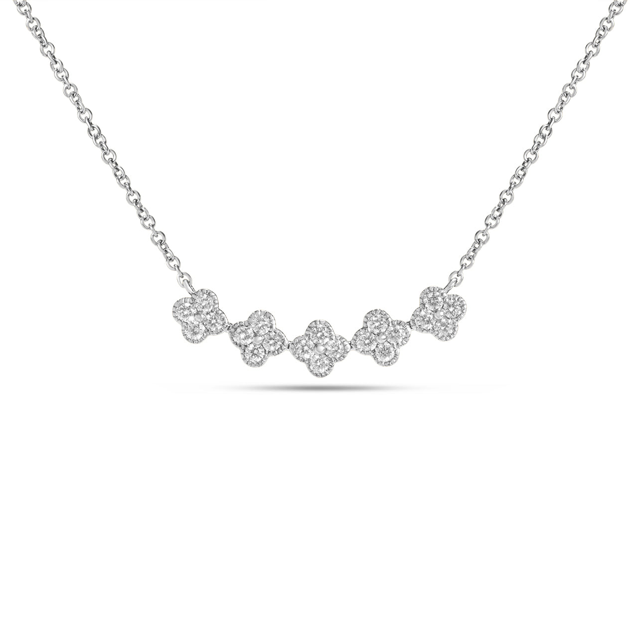 Diamond Clover Curved Bar Necklace