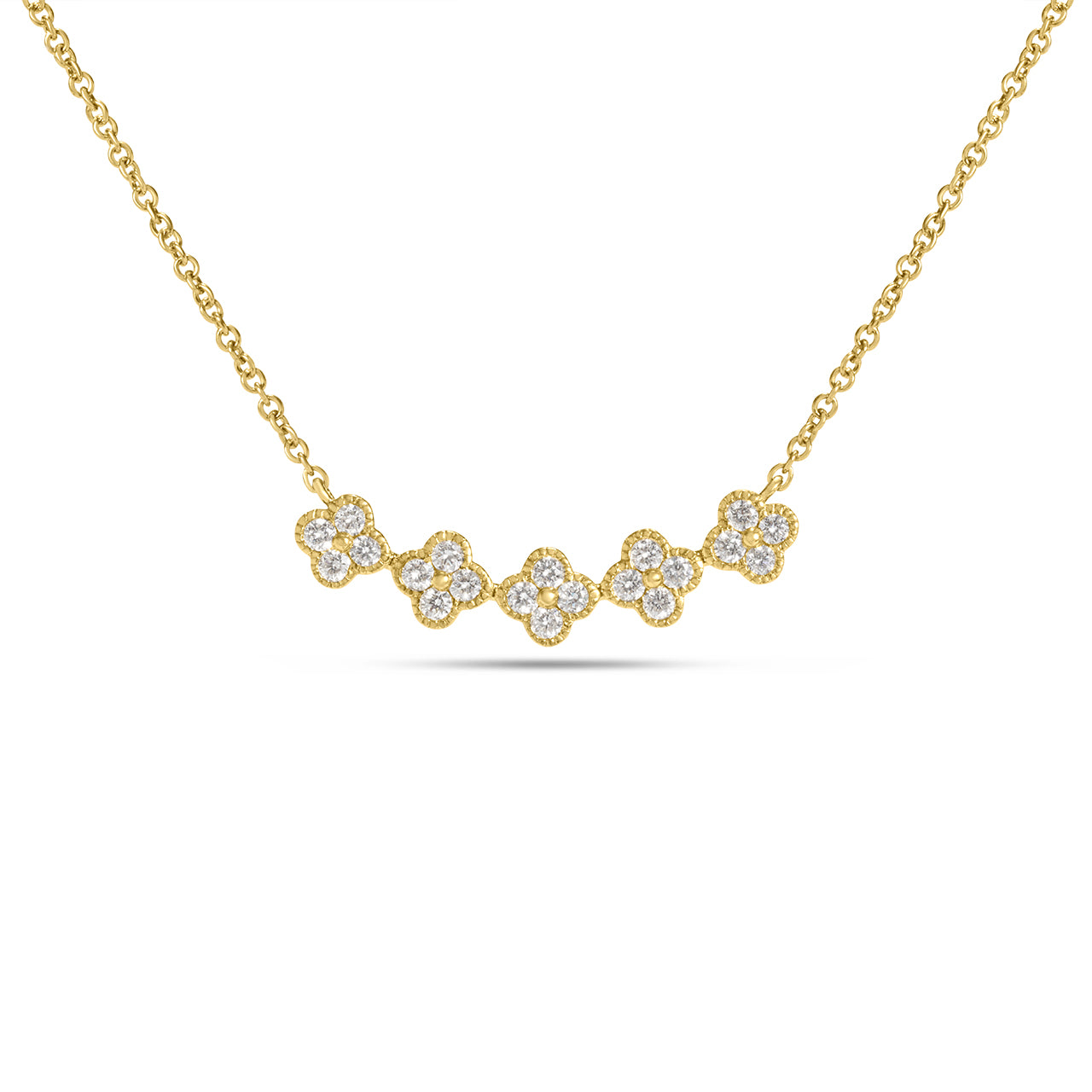 Diamond Clover Curved Bar Necklace