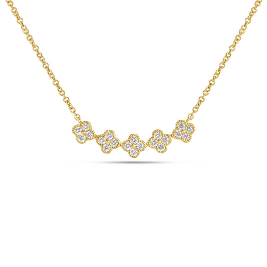Diamond Clover Curved Bar Necklace