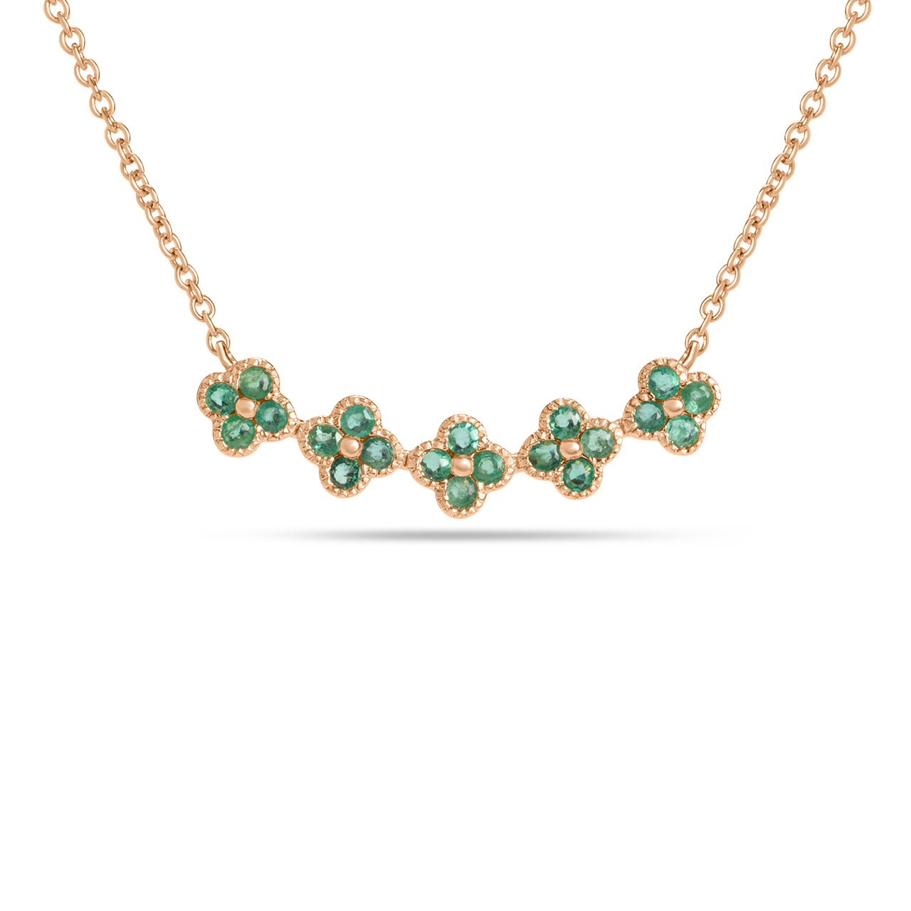 Emerald Clover Curved Bar Necklace
