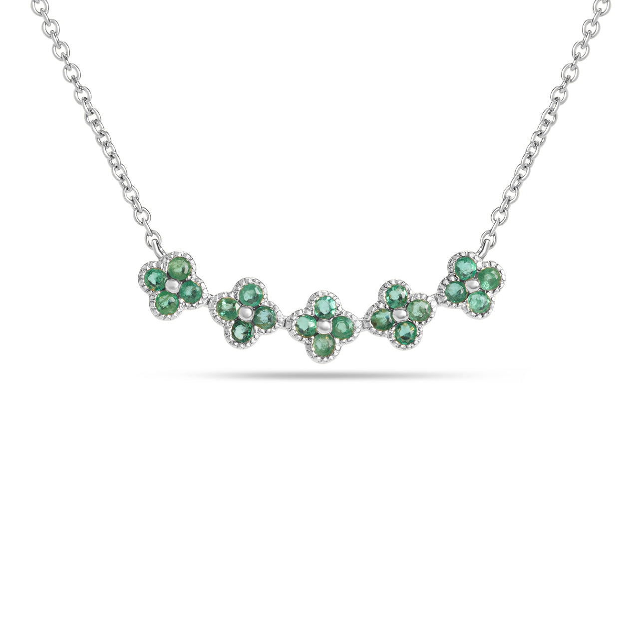 Emerald Clover Curved Bar Necklace