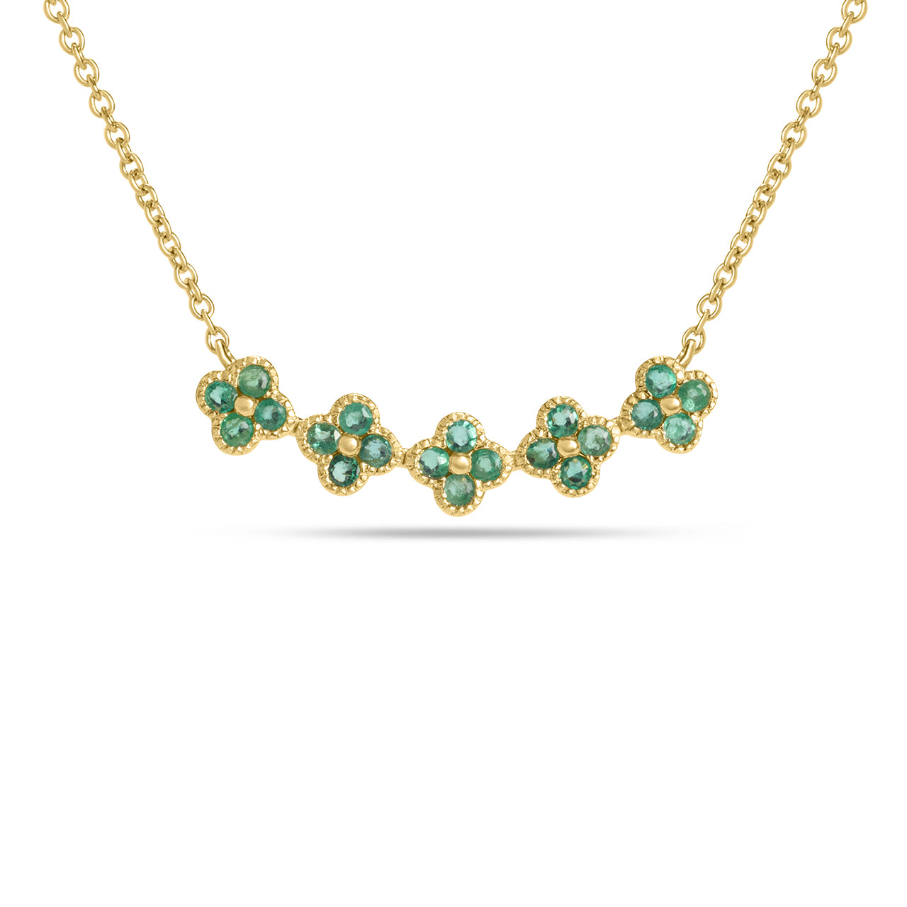 Emerald Clover Curved Bar Necklace