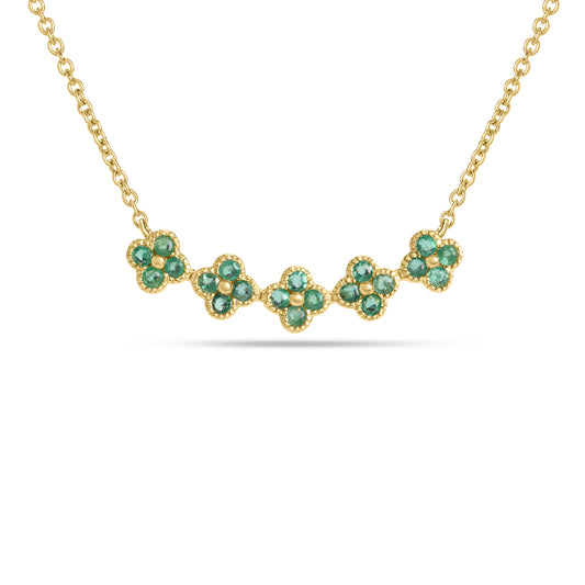 Emerald Clover Curved Bar Necklace