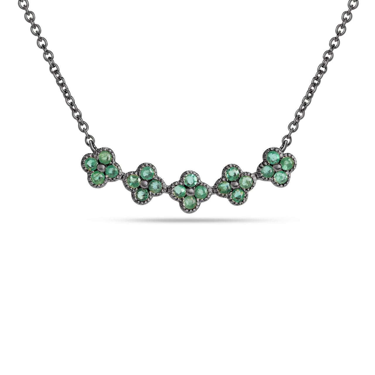 Emerald Clover Curved Bar Necklace