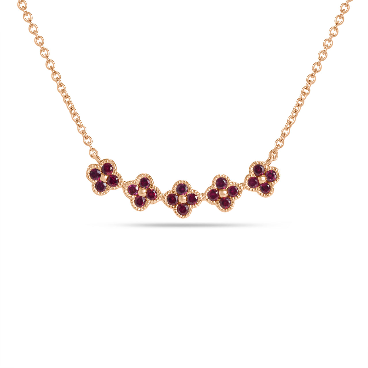 Ruby Clover Curved Bar Necklace
