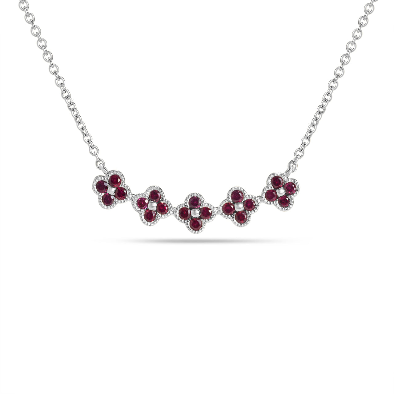 Ruby Clover Curved Bar Necklace