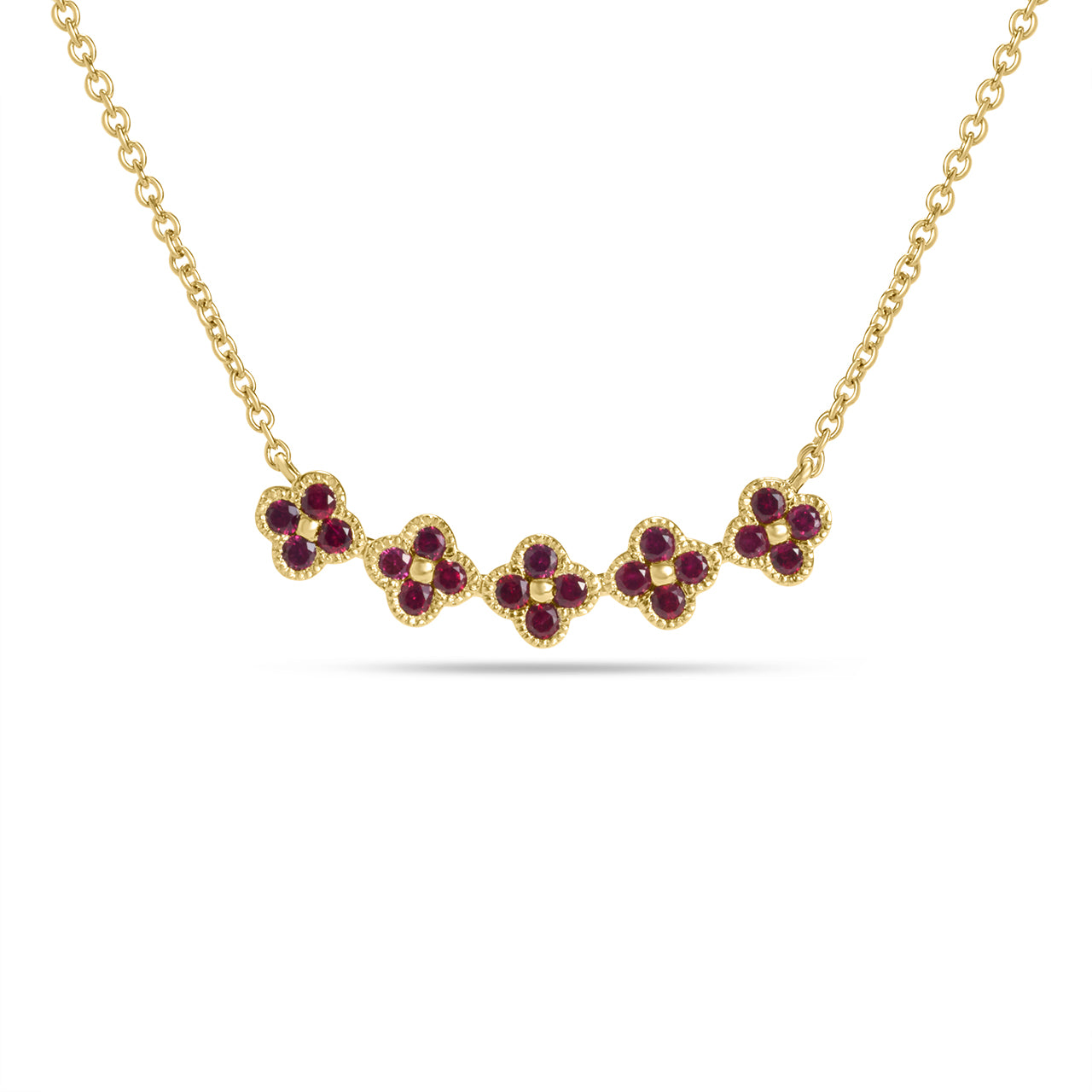 Ruby Clover Curved Bar Necklace