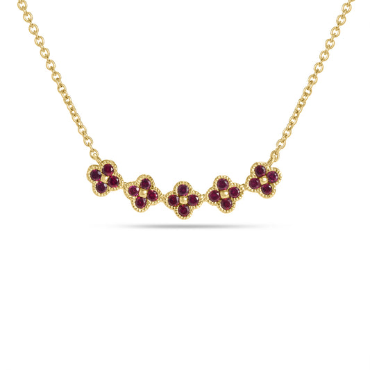 Ruby Clover Curved Bar Necklace