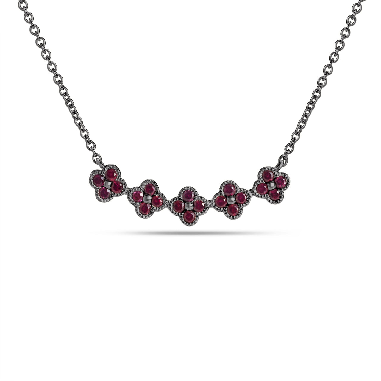 Ruby Clover Curved Bar Necklace