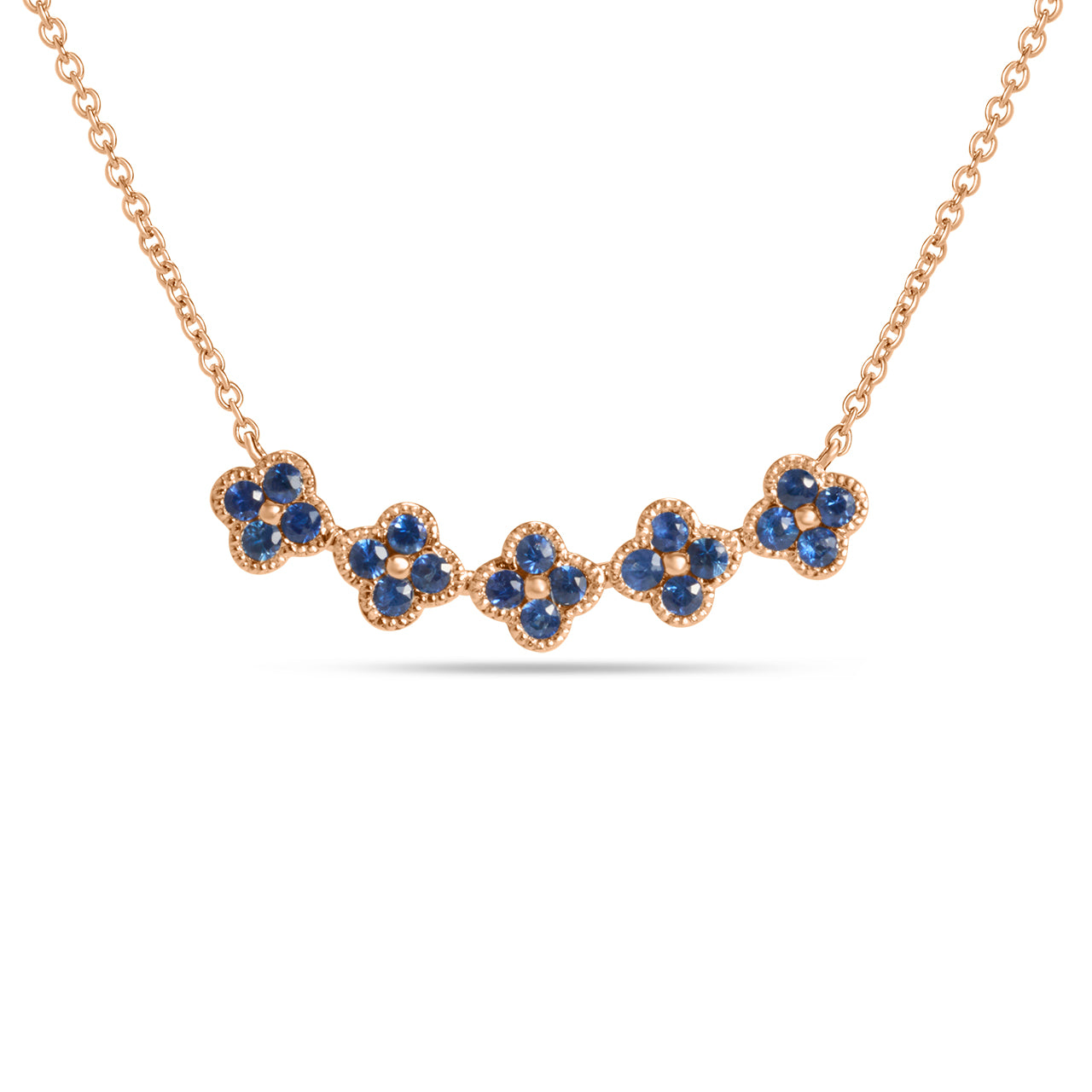 Sapphire Clover Curved Bar Necklace
