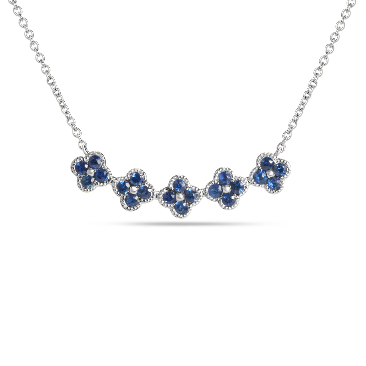 Sapphire Clover Curved Bar Necklace