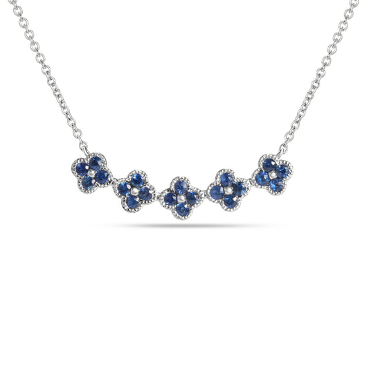 Sapphire Clover Curved Bar Necklace