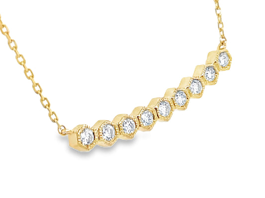DIAMOND HONEYCOMB BAR NECKLACE, 18"/16"