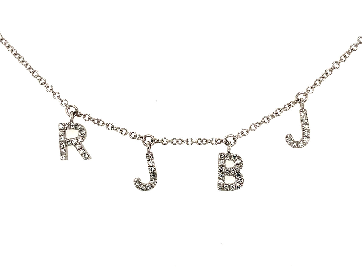 DIAMOND INITIALS RJBJ NECKLACE, 16"