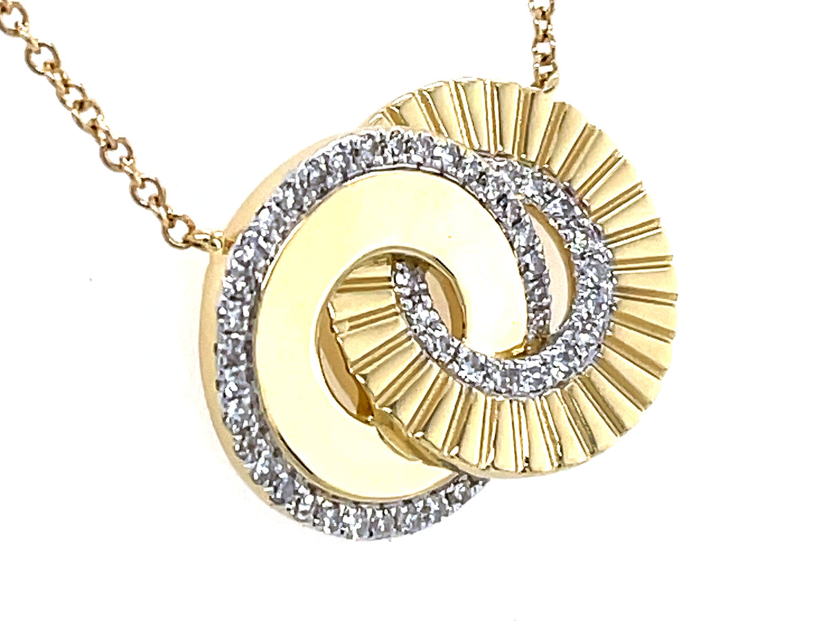 DIAMOND 2 CIRCLE INTERLOCKING PENDANT, 18"/17"/16"