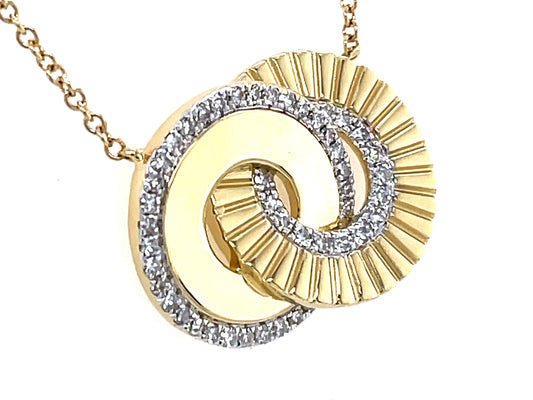 DIAMOND 2 CIRCLE INTERLOCKING PENDANT, 18"/17"/16"
