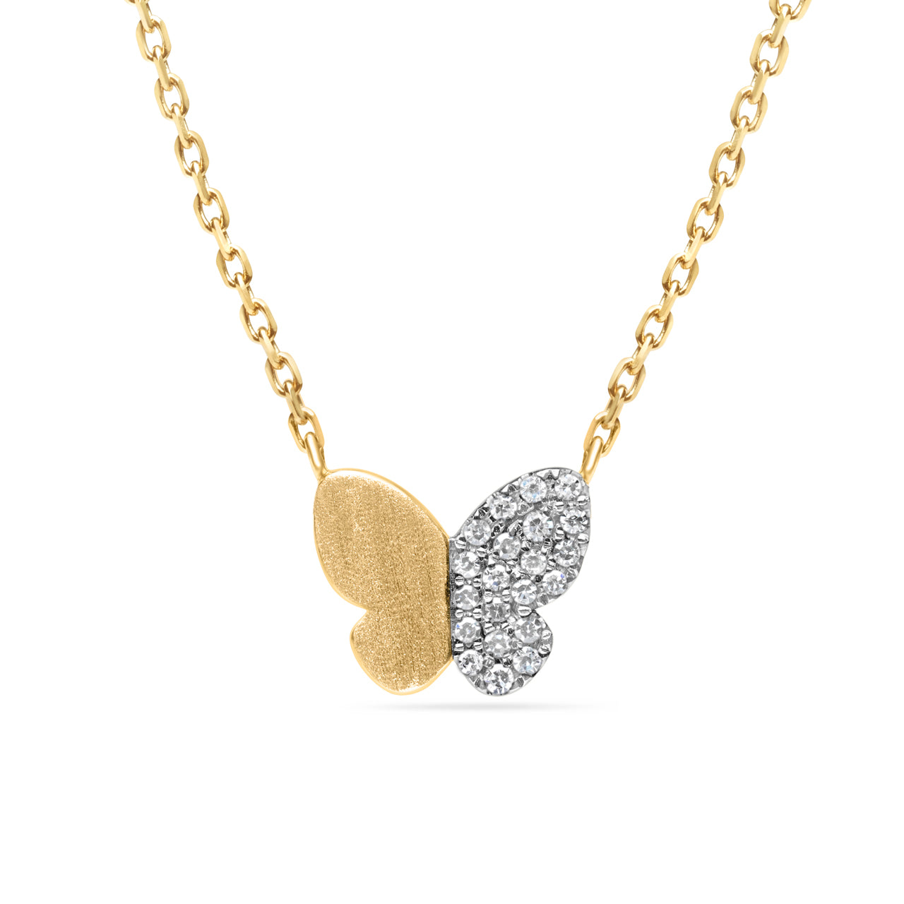 Diamond Butterfly Duet Necklace