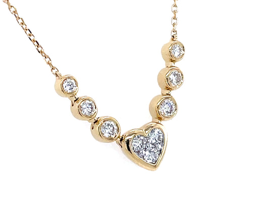 DIAMOND HEART BEZEL NECKLACE, 18"/17"/16"