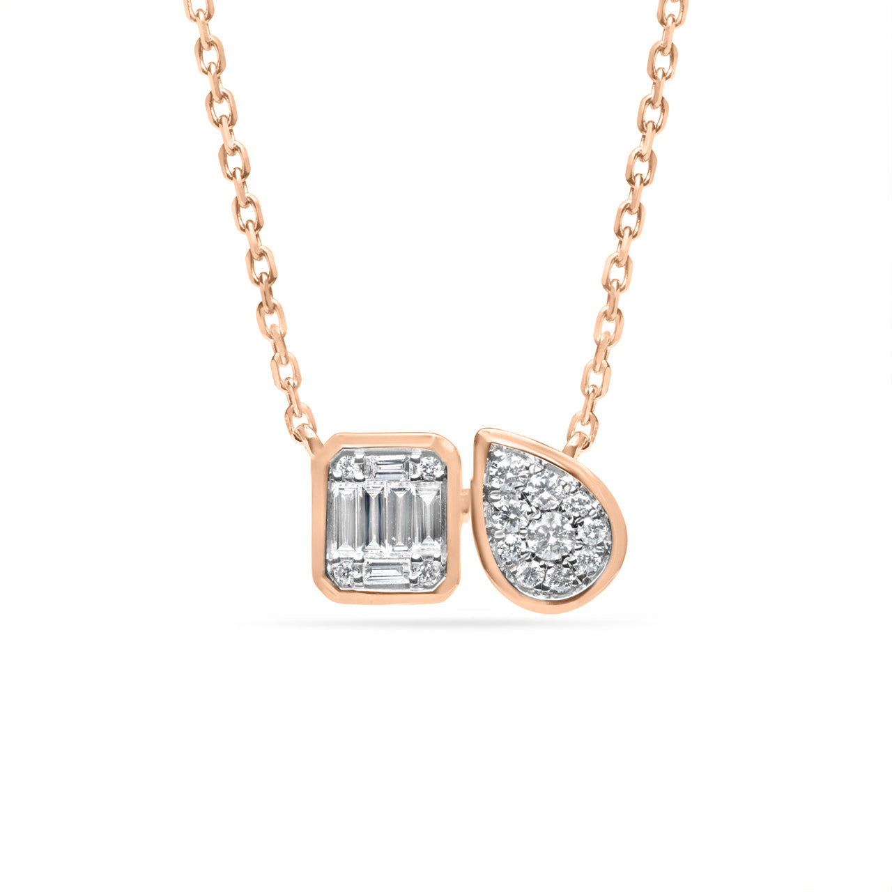 Diamond Emerald & Pear Toi Et Moi Necklace