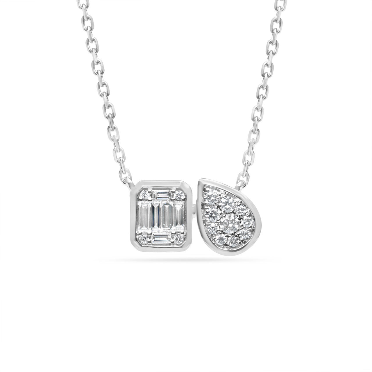 Diamond Emerald & Pear Toi Et Moi Necklace