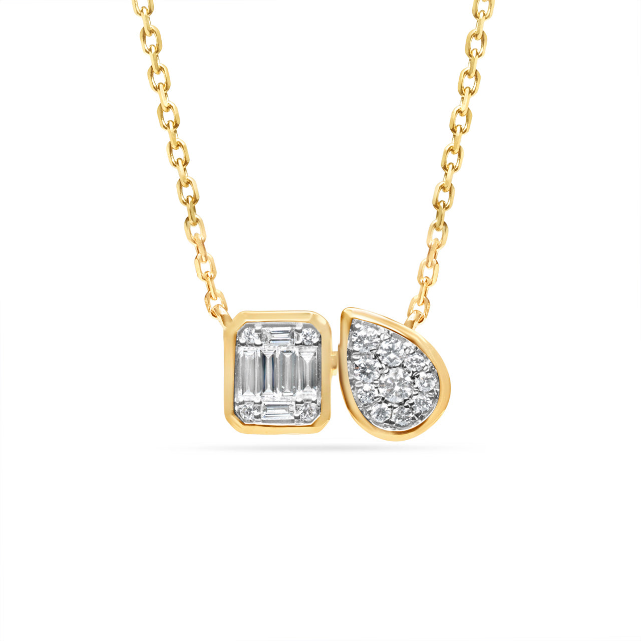 Diamond Emerald & Pear Toi Et Moi Necklace