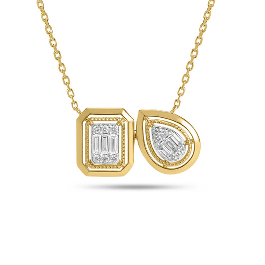 Diamond Toi Et Moi Frame Necklace